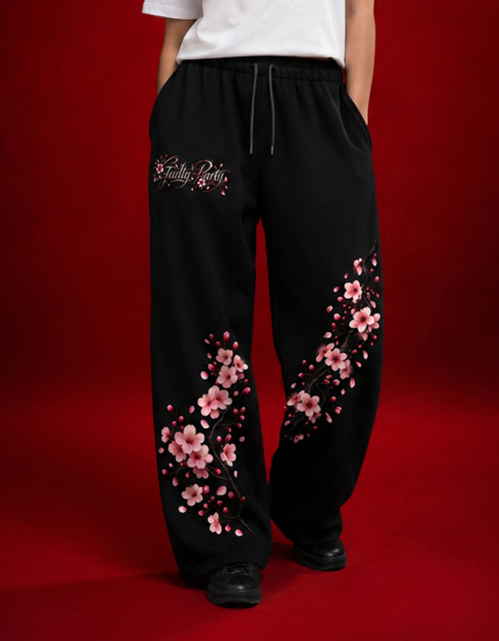 Cherry Blossom Black Joggers