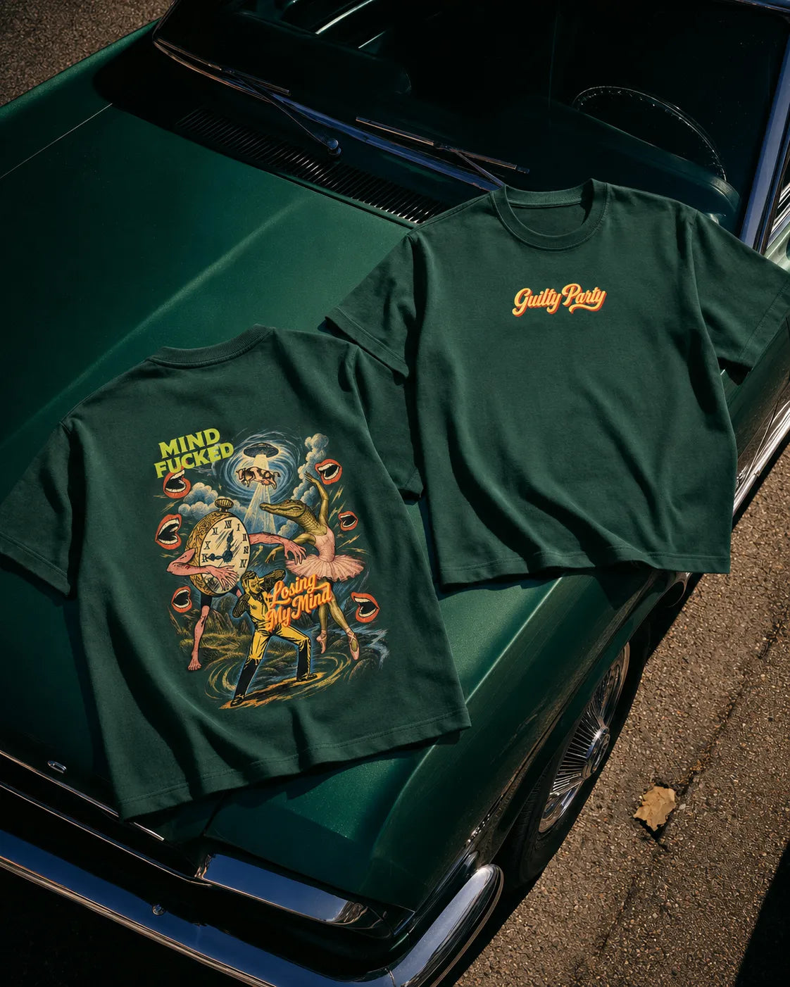 Losing My Mind Bottle Green Oversized T-Shirt