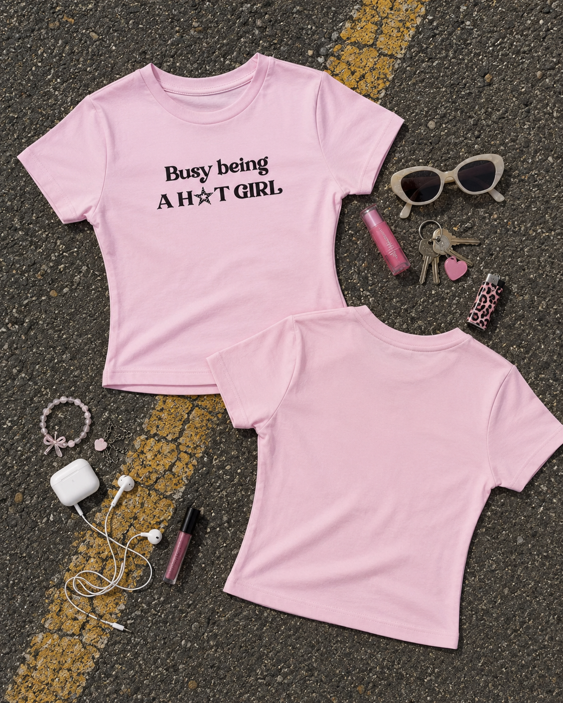 Busy Being Hot Baby Pink Baby Tee