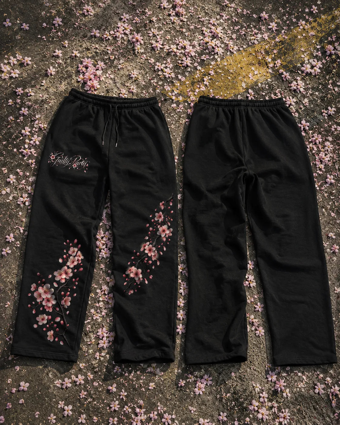Cherry Blossom Black Joggers