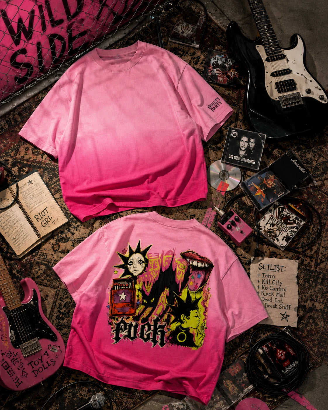 Bubblegum Popstar Pink Sunfade Boxy Fit Tee