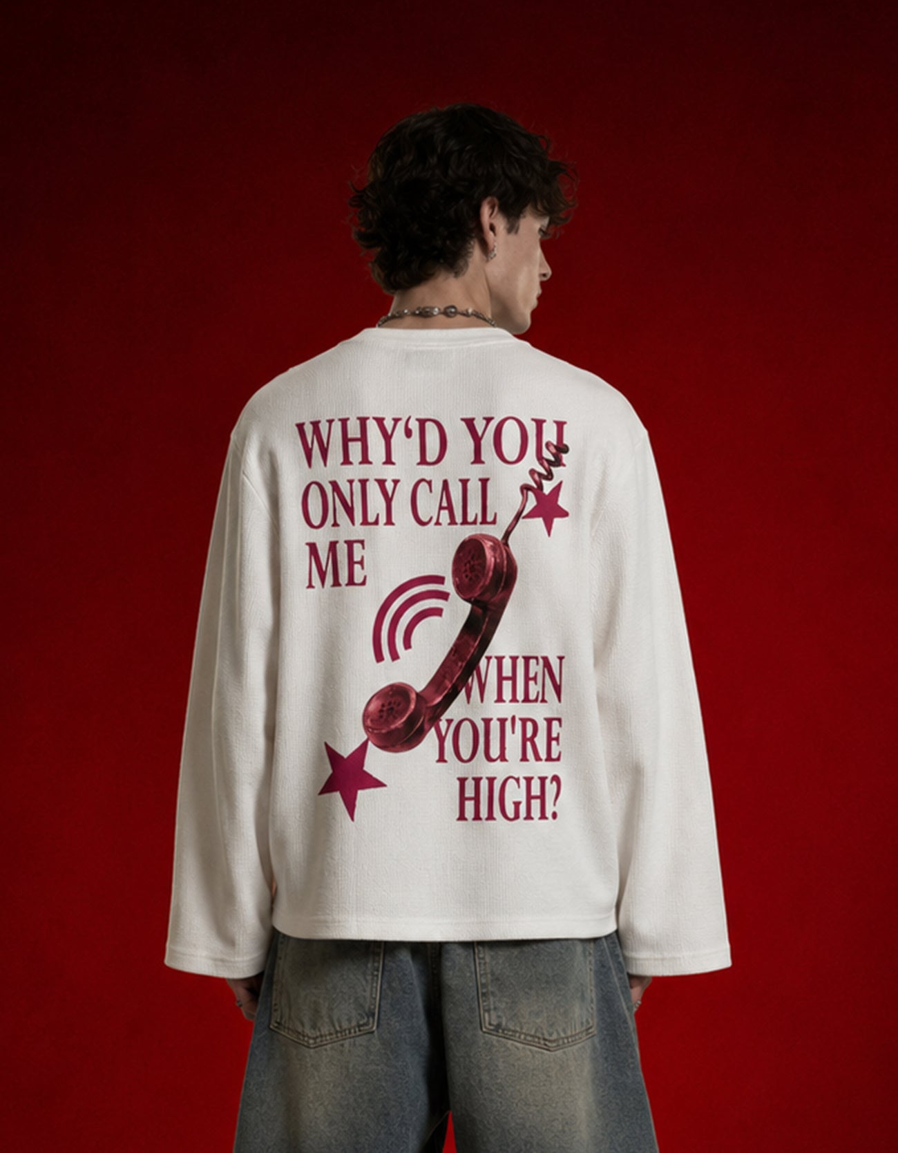 Call Me High Waffle Knit Oversized Full-Sleeve