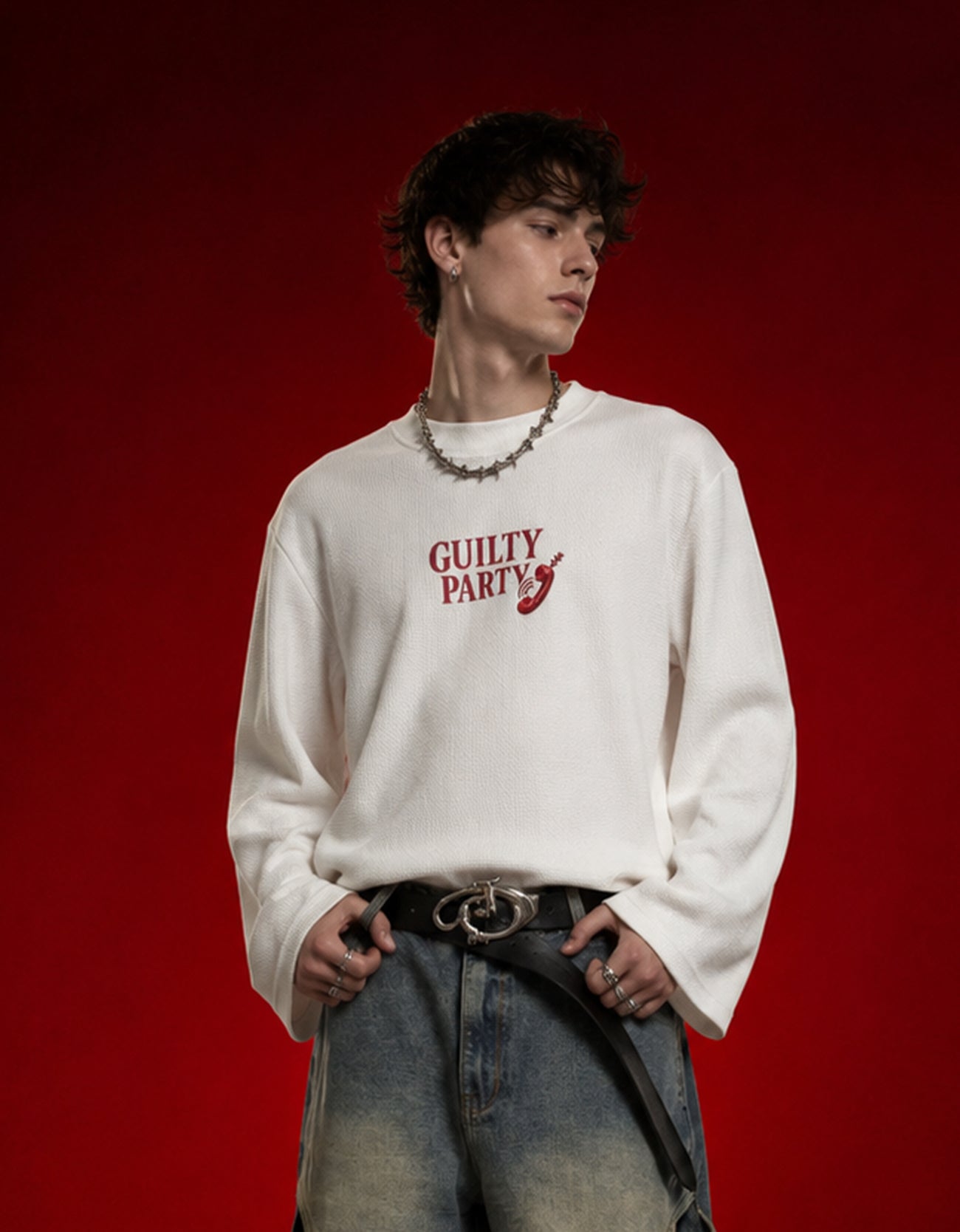 Call Me High Waffle Knit Oversized Full-Sleeve