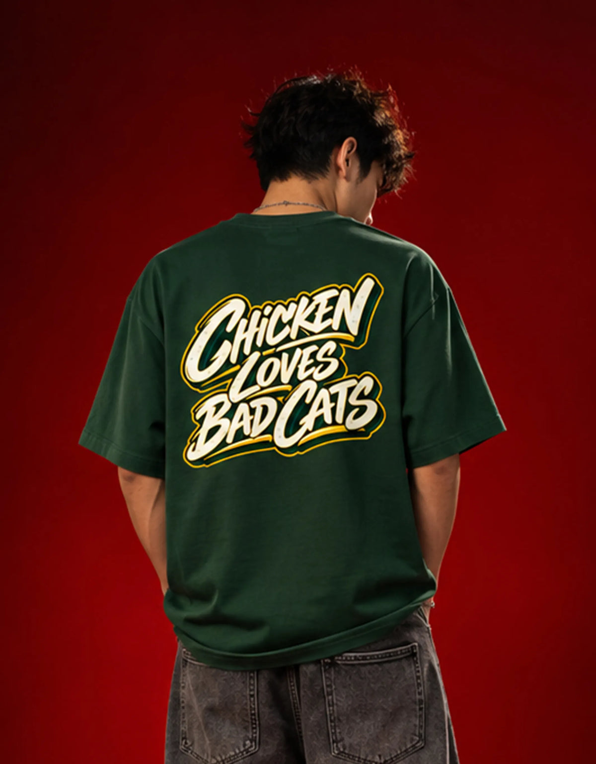 Guilty Chicken Bottle Green Oversized T-Shirt