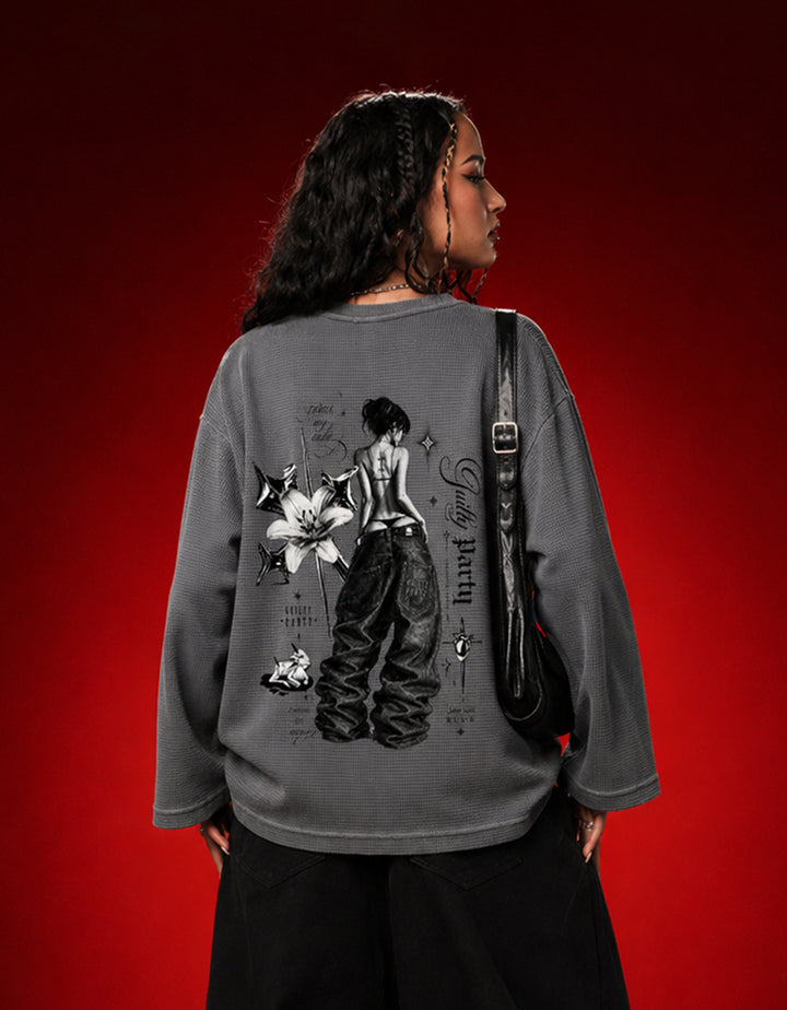 Soft Ruin Acidwash Waffle Knit Oversized Full Sleeve