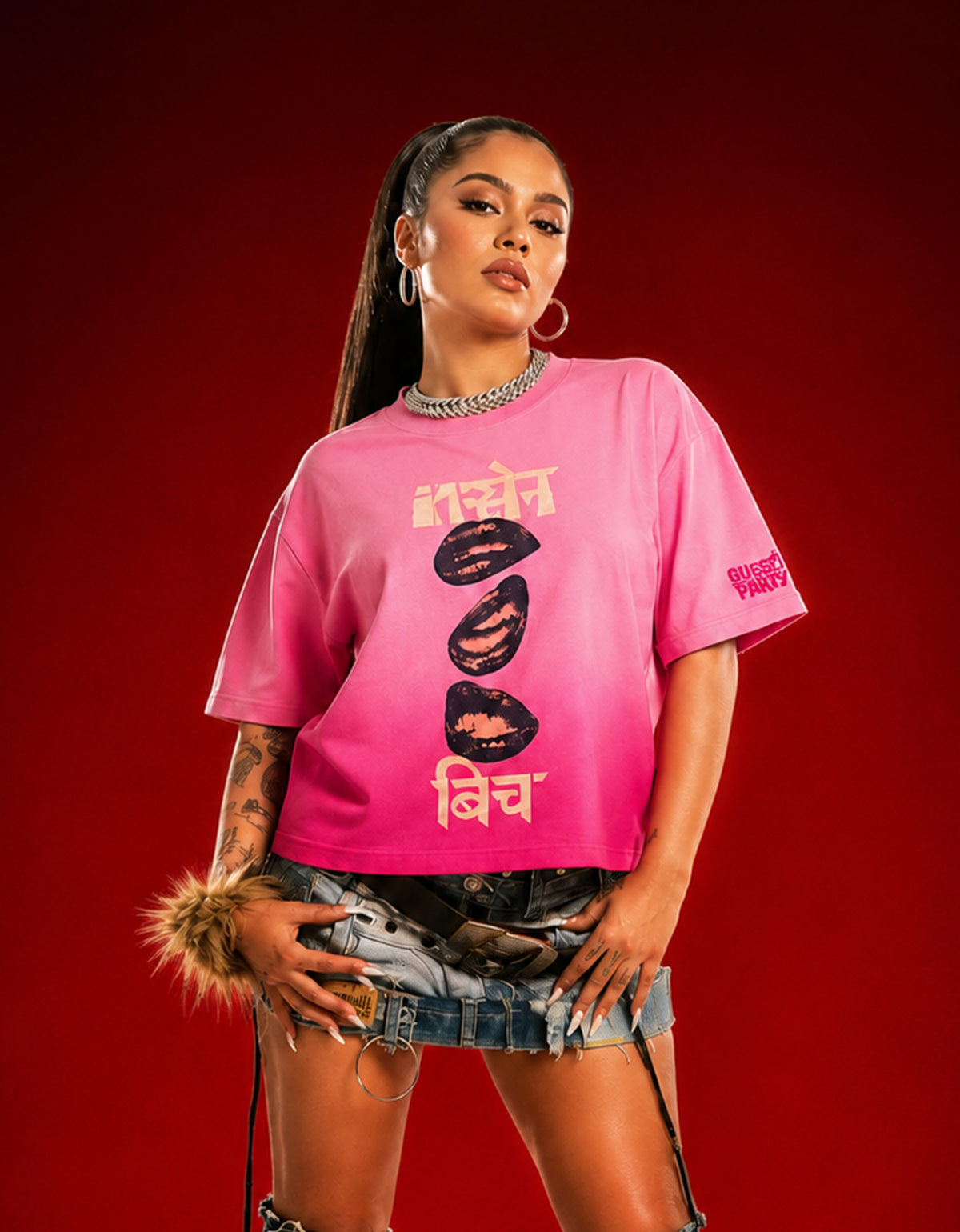 Insane Bitch Pink Sunfade Boxy Fit Tee
