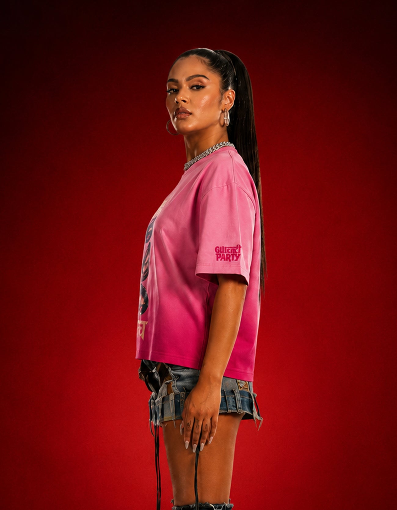 Insane Bitch Pink Sunfade Boxy Fit Tee