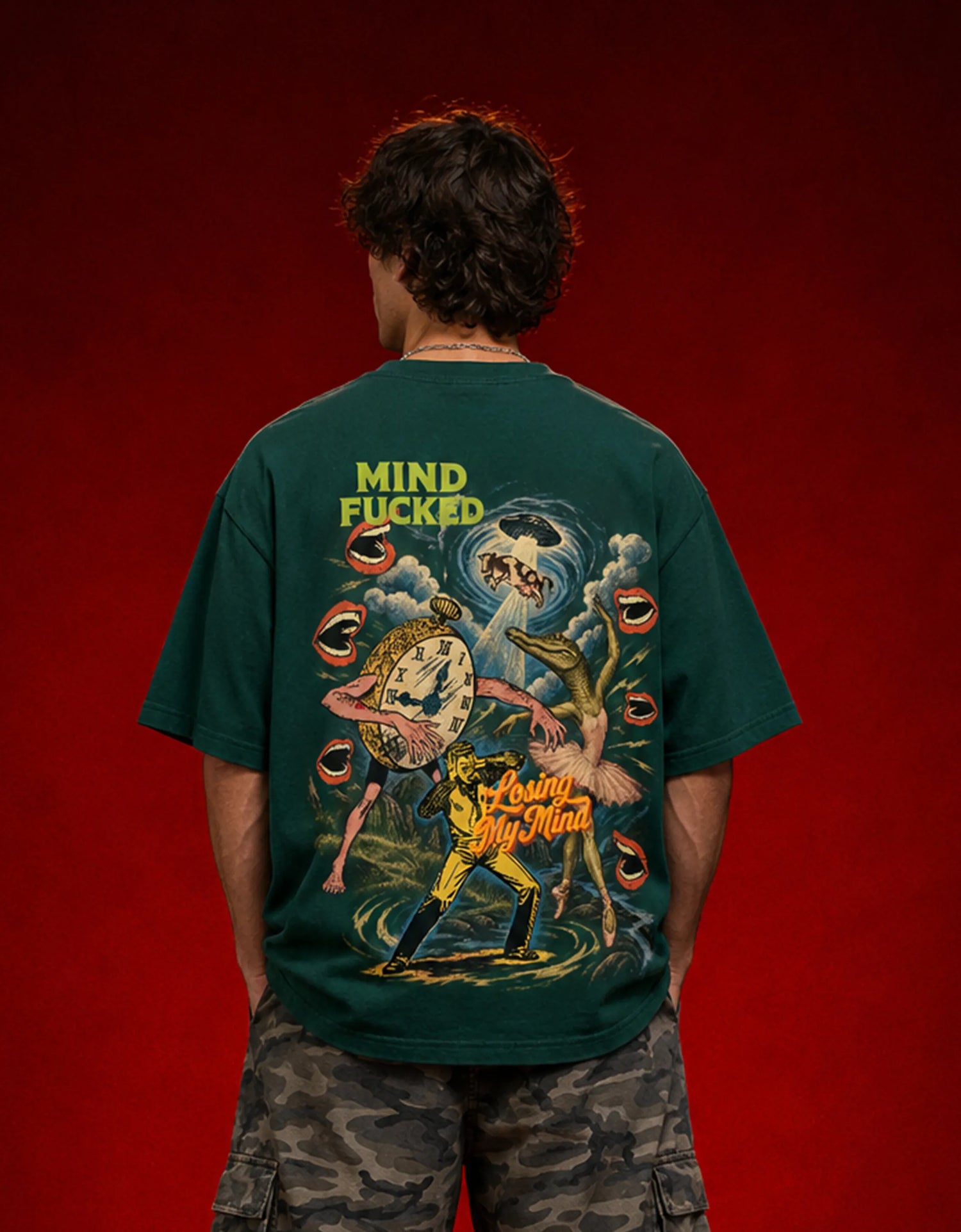 Losing My Mind Bottle Green Oversized T-Shirt
