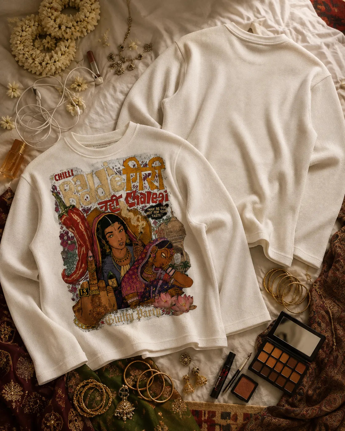 Mirchi Temper Waffle Knit Oversized Full-Sleeve