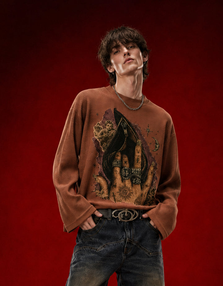 Pleasure Debt Waffle Knit Oversized Full Sleeve