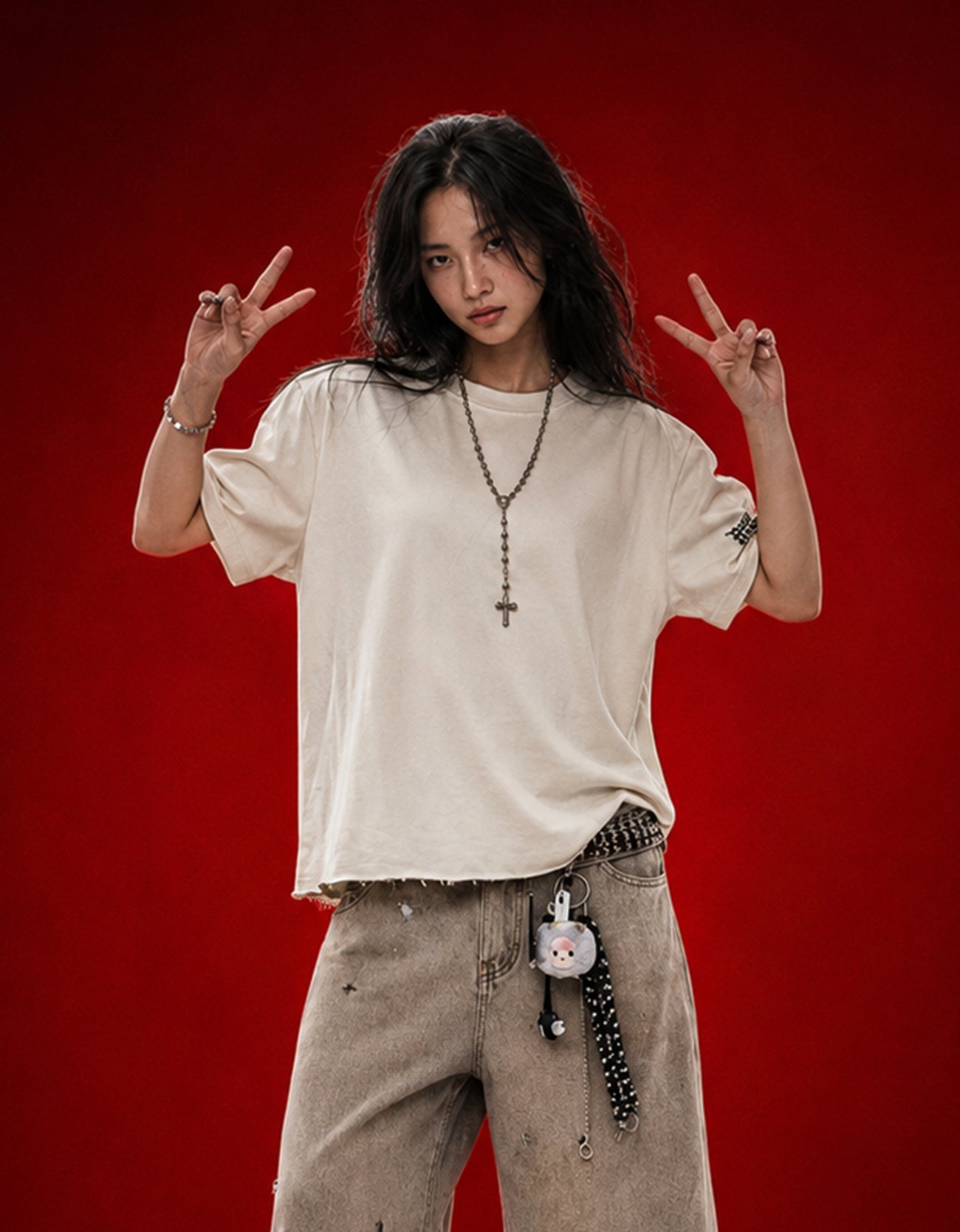 Power Of Love Off White Boxy Fit T-Shirt