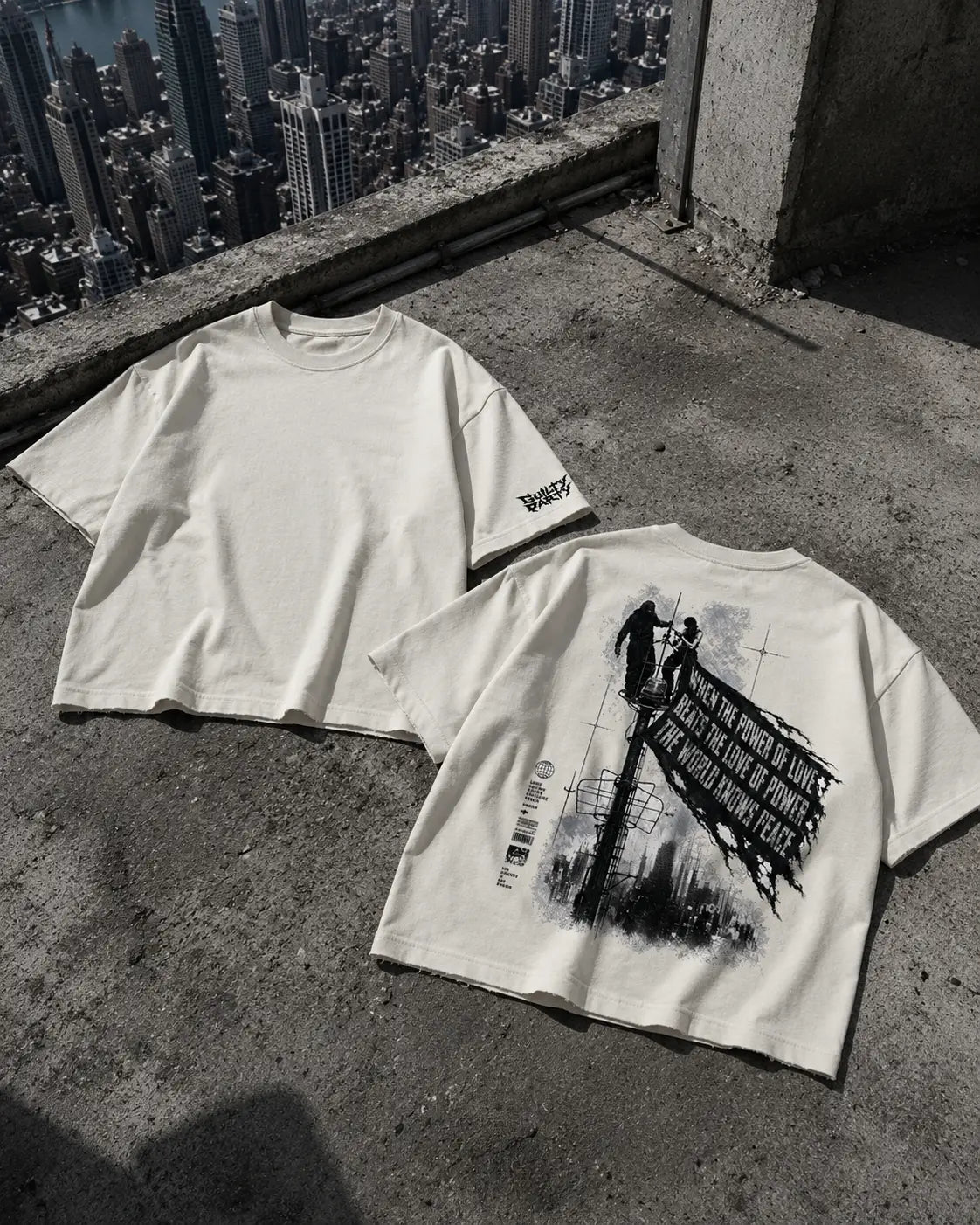 Power Of Love Off White Boxy Fit T-Shirt