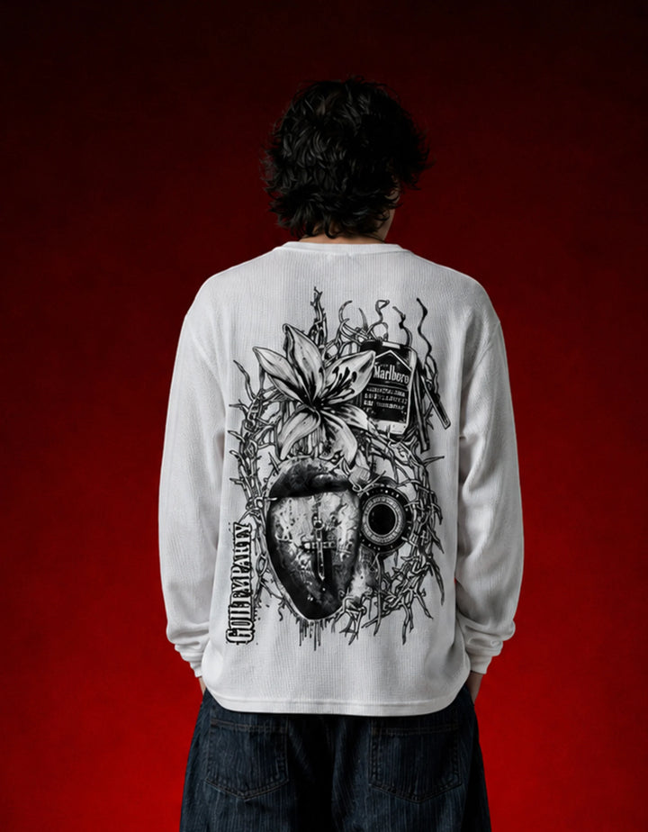 Rotten Bloom White Henley Waffle Knit