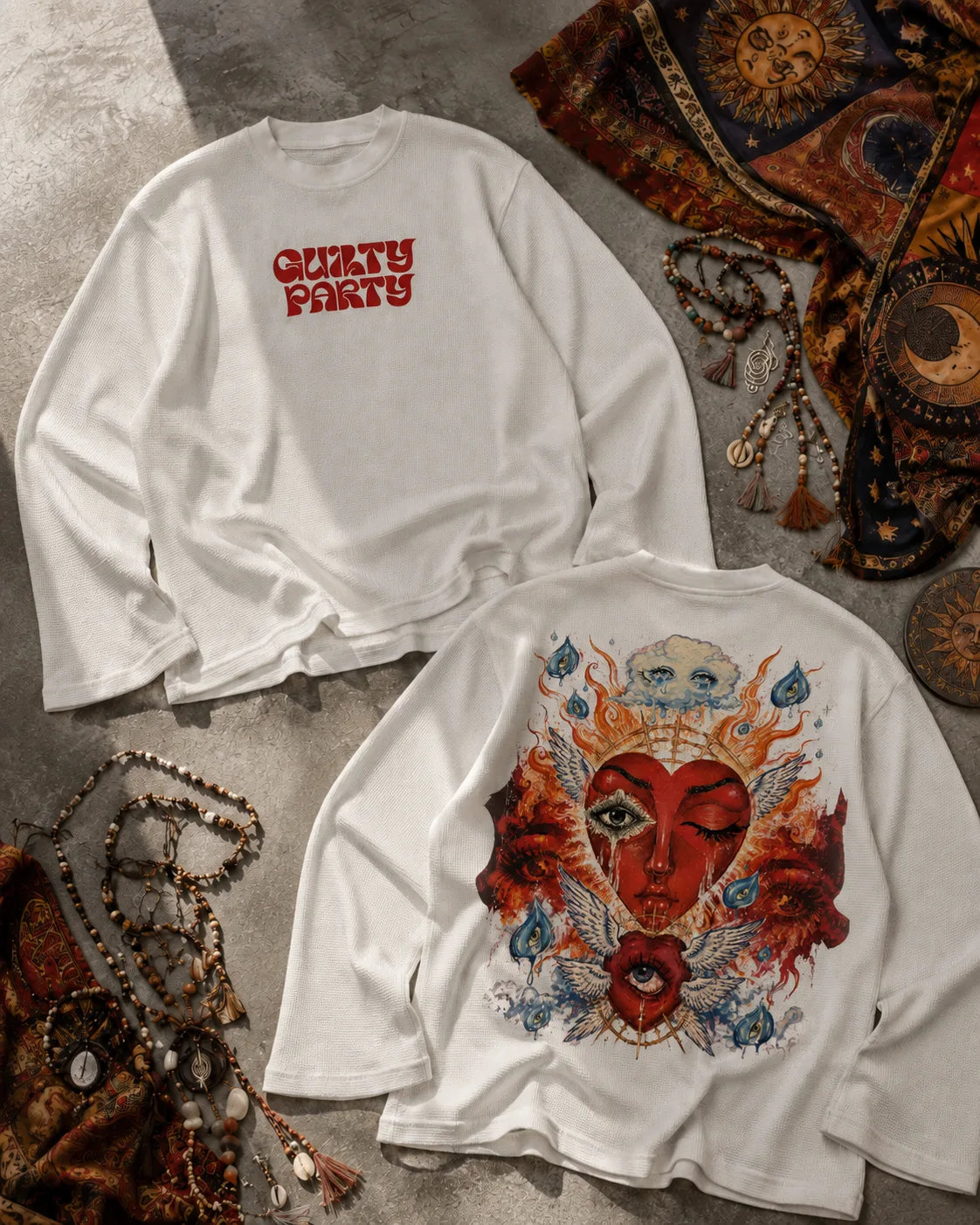Sacred Witness Off-White Waffle knit Oversized Full-Sleeve