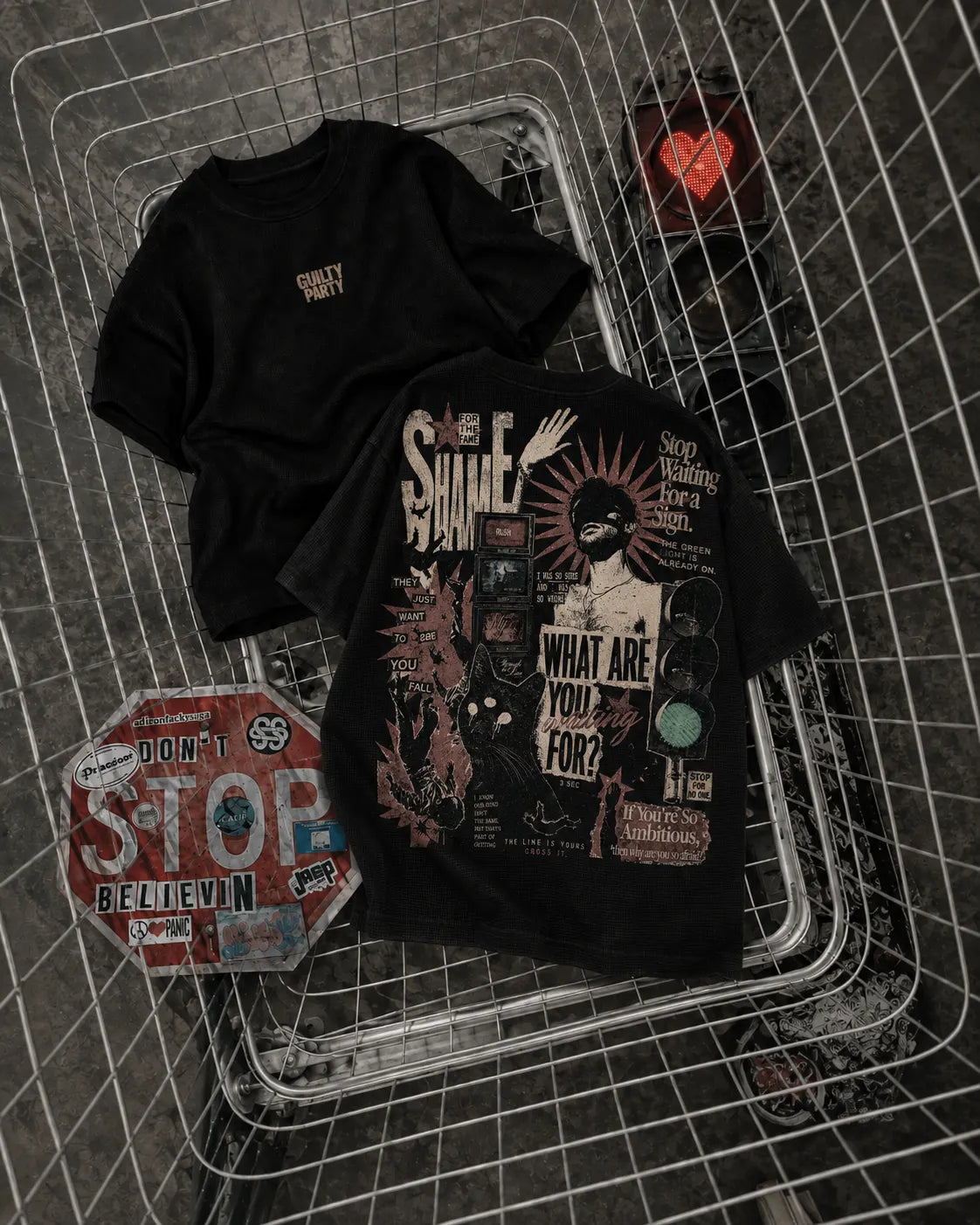 Guilty of Traffic of Thoughts Waffle Boxy Fit T-shirt
