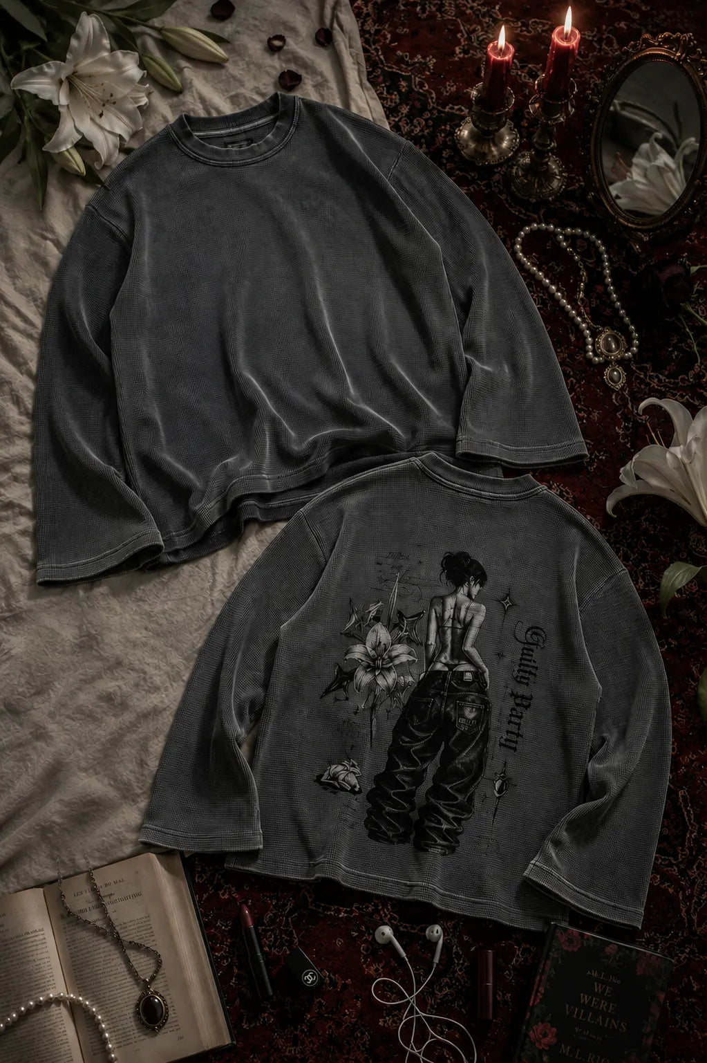 Soft Ruin Acidwash Waffle Knit Oversized Full Sleeve