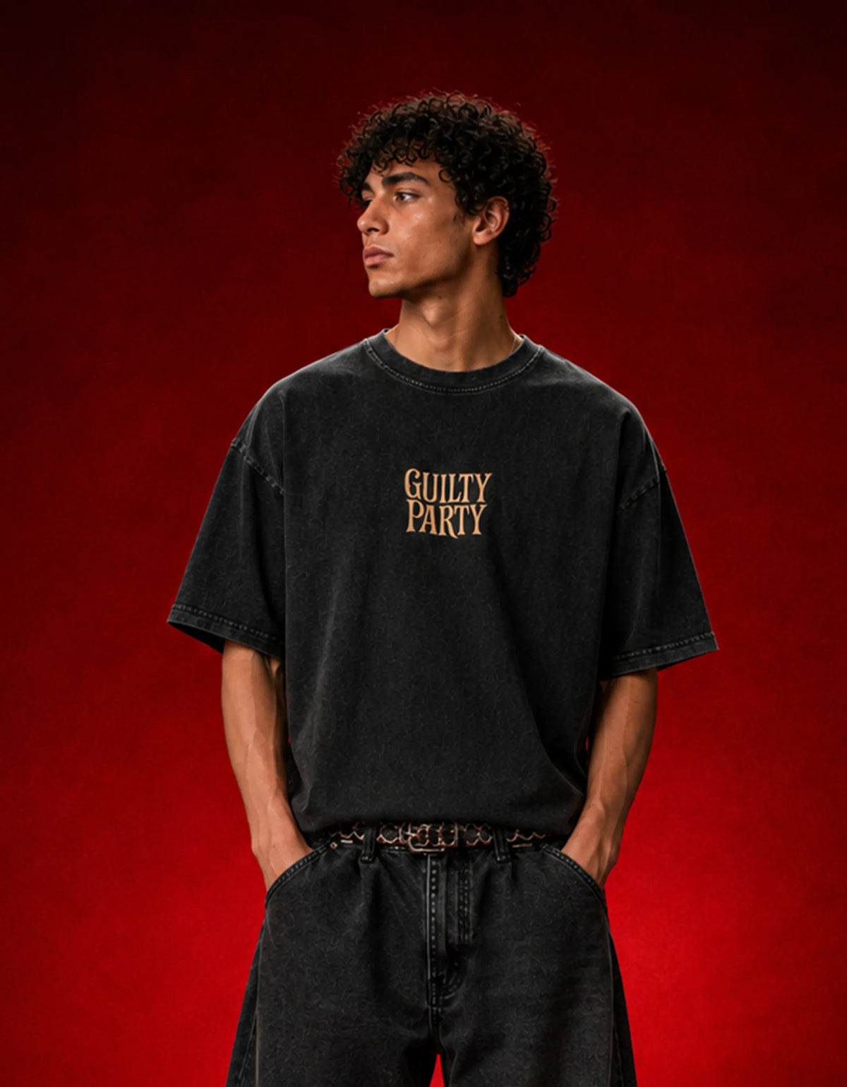 Split Persona Vintage fade Wash Oversized T-shirt