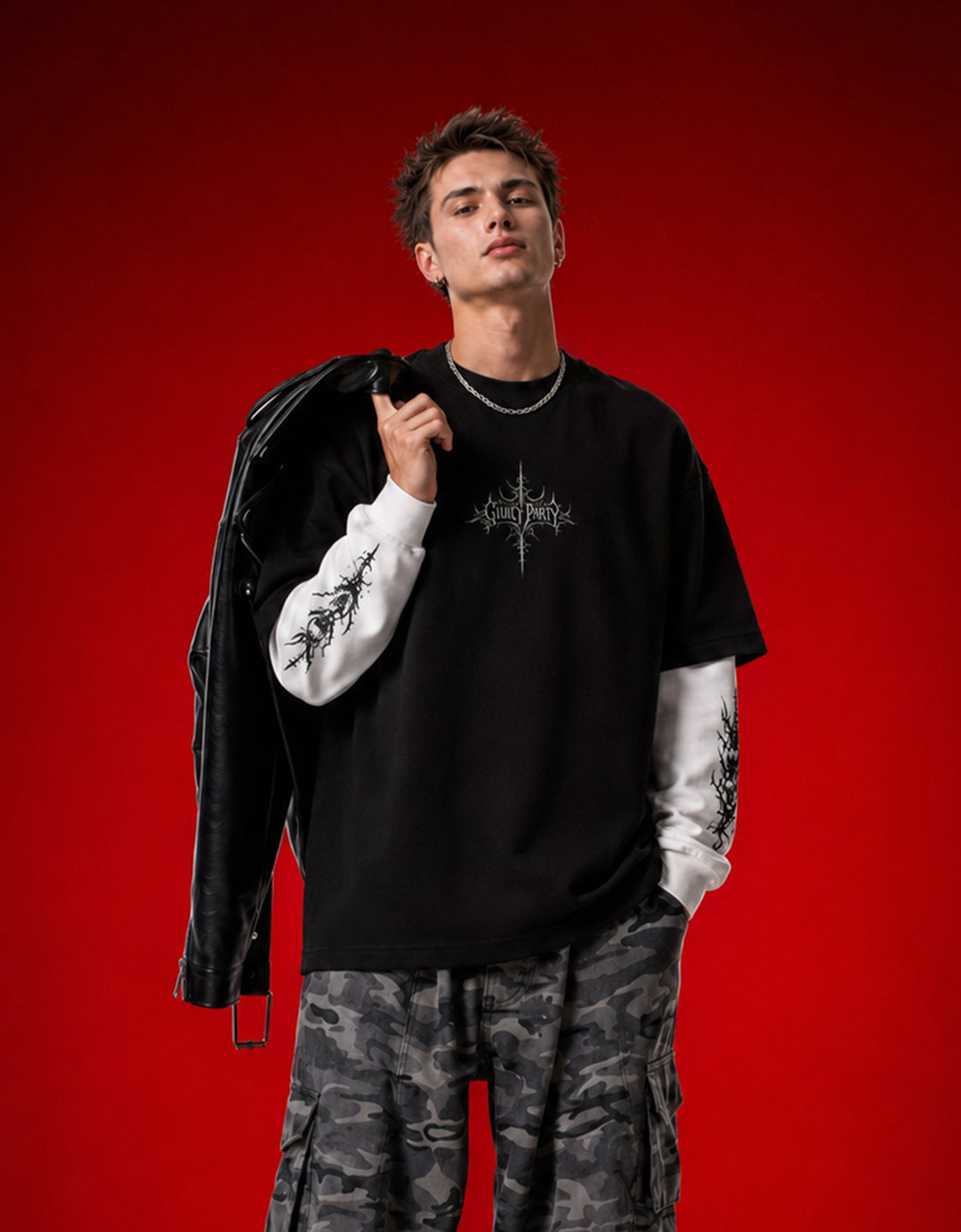 Ovetsized Attached Sleeve T-shirt