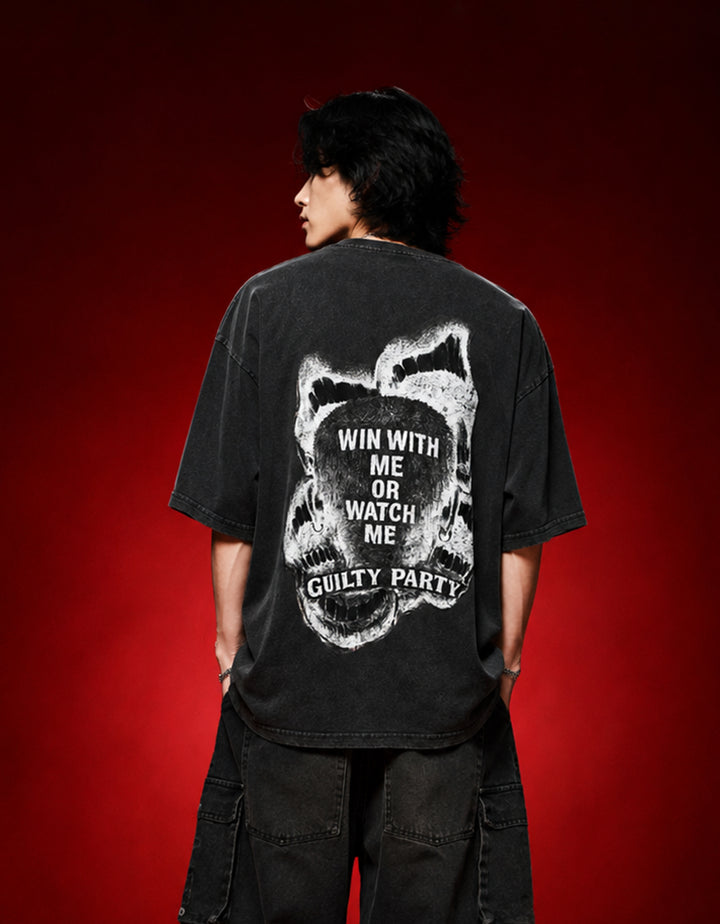 Watch Me Win Vintage Fade Wash Oversized T-shirt
