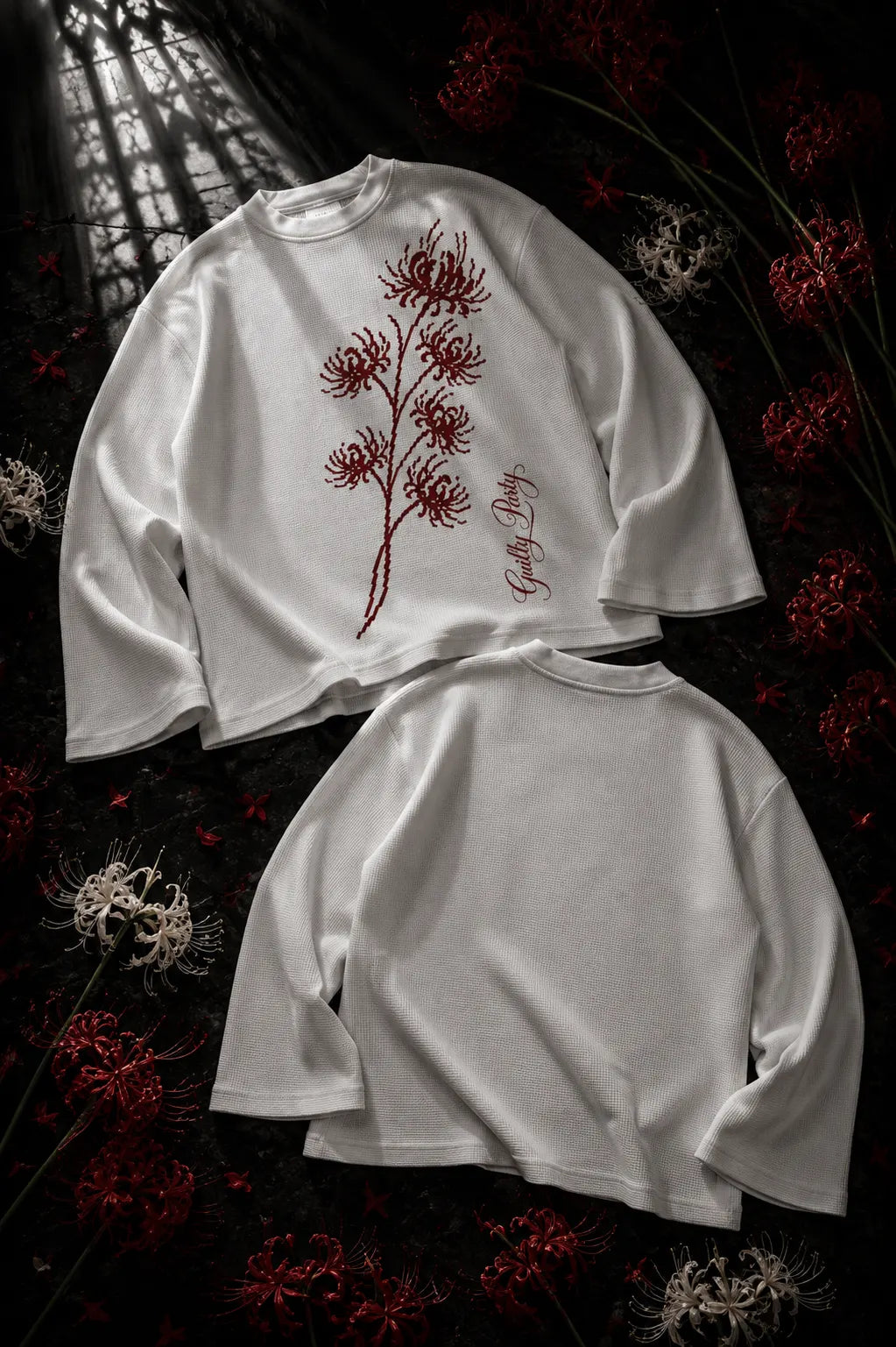 Blood Lily Off-White Waffle Knit Oversized Full sleeve